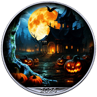 NEU* HALLOWEEN* 1 oz USA American Eagle 2024 BU- GEISTERHAUS SPOOKY HOUSE - Halloween Edition - silber Color