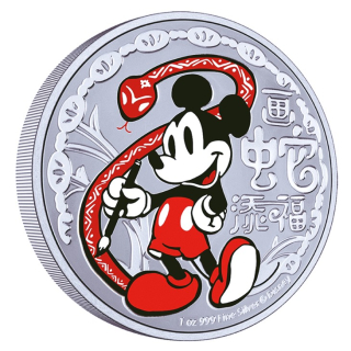 1 oz Niue 2025 Proof - SCHLANGE - MICKEY MOUSE JAHR der SCHLANGE - LUNAR SCHLANGE Snake - ´Glückliches Neues Jahr wünscht Eure Mickey Mouse - silber 1$