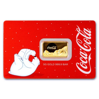 5 g Goldbarren COCA COLA EISBÄR - Coin Card Certi Pamp Suisse - Coca Cola Kollektion