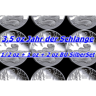 3.5 oz SILBERSET  Australien 2025 BU - SCHLANGE - JAHR der SCHLANGE - LUNAR Schlange - AU - Silberschlange