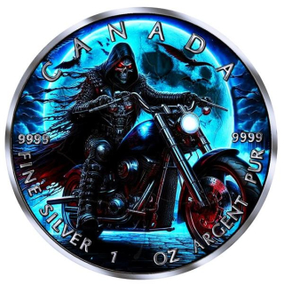 LETZTE zum TOP-Angebot** 1 oz Kanada Maple Leaf 2024 - NIGHT RIDER - APOKALYPSE - Silber Ruthenium Color  - 2. Ausgabe