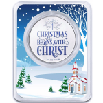 NEU* 1 oz Silber Round USA 2024 Coin Card - WEIHNACHTSKIRCHE - Weihnachten beginnt mit Jesus Christus