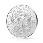 Österreich 3 Euro 2024 HGH - Jamaika-Stechrochen - Leuchtende Meereswelten - GLOW-in-the-DARK - Nachtleuchtend