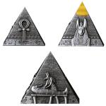 6 oz Djibouti 2024 - PYRAMIDEN von GIZEH - 3-Dimensional - Antique Finish - 1 + 2 +3 oz Silber