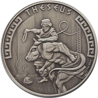 AURINUM*SUMMER*SALE** 1 oz Niue 2024 Antique - THESEUS König von Athen - Helden der Griechischen Mythologie - Silber Antique Finish 2 NZD - Neue Serie 3. Ausgabe