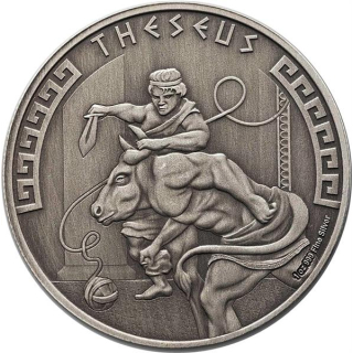 NEU* 1 oz Niue 2024 Antique - THESEUS König von Athen - Helden der Griechischen Mythologie - Silber Antique Finish 2 NZD - Neue Serie 3. Ausgabe