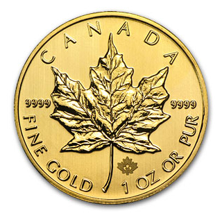 1 Unze Gold Maple Leaf Kanada verschiedene Jahrgänge BU