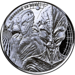 1 oz Ghana 2023 Prooflike ALPHA STRIKE - ALIEN STARGATE - 2 ALIENS - COIN CARD - 5 Cedis - Serie Alien Ausgabe 3