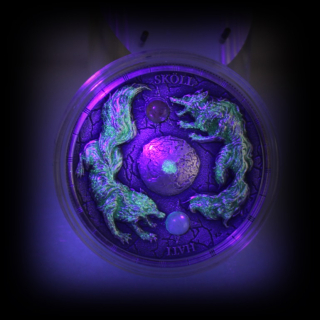 2 oz GERMANIA 2024 Antique UV-Effekt - SKÖLL & HATI - Neue Serie Die Mystische Welt von RAGNARÖK 1. Ausgabe - Ultra High Relief