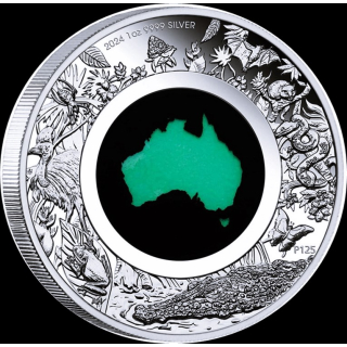 1 oz Australien 2024 Proof - CHRYSOPRASE QUARZSTEIN - Serie Great Southern Land - Silber 1 AU$