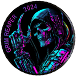 1 oz USA 2024 - CYBERPUNK REAPER MOTORBIKE - Grim Reaper - Armageddon der Zukunft - Black Ruthenium Color - Ausgabe 2