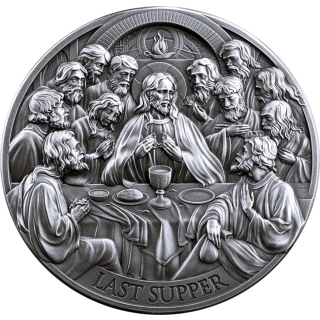 5 oz Kamerun 2025 Antique - JESUS & DAS LETZTE ABENDMAHL - THE LAST SUPPER - Biblische Geschichten - Christliche Traditionen - silber Antique Finish - 5,000 Frs