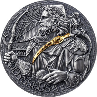 2 oz Kamerun 2024 antique - ODYSSEUS - Serie Griechische Mythologie - Silber Antique Finish - 2,000 Francs