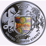 NEU* 1 oz United Crypto States 2025 - AMERICAN BUFFALO / INDIAN HEAD - Silber Proof 1000 Satoshi - QR-Code Hologramm