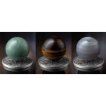 3 x 2 oz Ghana 2025 Solarsystem SET - JUPITER + URANUS +  VENUS - mit Edelsteinen - Silber Solar System Serie - 5 Cedis