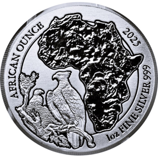 1 oz Ruanda 2025 BU - KAMPFADLER - MARTIAL EAGLE African Ounce - 50 RWF - Afrikanische Wildtiere