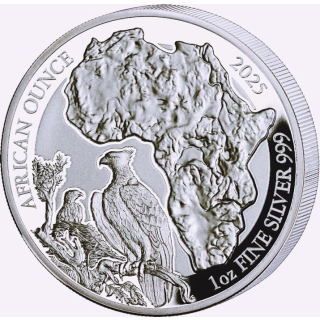 NEU* 1 oz Ruanda 2025 Proof - KAMPFADLER - MARTIAL EAGLE African Ounce - 50 RWF - Afrikanische Wildtiere