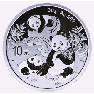 30 g Silber China 2025 BU - Panda - Silberpanda - 10 Yuan - Vorverkauf Lieferbar ab 17.12.2024