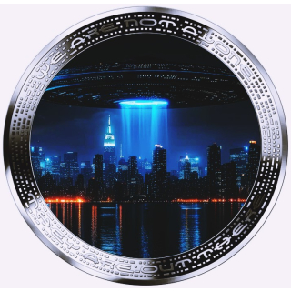 1 oz Kamerun 2025 Proof - ALIEN UFOS über NEW YORK CITY - WIR SIND NICHT ALLEINE - 1000 Francs - Auflage 99 !