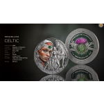 2 oz Kamerun 2025 Antique Finish - KELTISCHE KRIEGERIN - Celtic Warrior - Integrierter AVENTURIN-Stein - Femina Bellator (4) - 2000 Francs