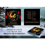 NEU* 1 oz USA 2024 American Eagle - DRACHE der DUNKELHEIT - Jahr des Dunklen Drachen - DRAGON of Darkness - Antique Color farbig - Auflage 250*