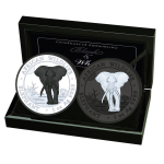 2 x 1 oz Somalia 2025 - Black & White Ruthenium silber - Schwarz & Weiss - Elefant African Wildlife