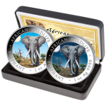 2 x 1 Unze Silber Somalia 2025 Tag & Nacht - Day & Night - Elefant African Wildlife - 2025 BU