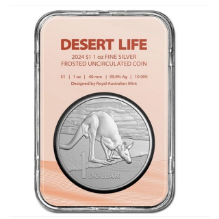Aurinum*Top*Angebot* 1 oz Australien 2024 BU Coin Card - KÄNGURU - KANGAROO - Desert Life serie - Silber 1AUD - RAM Royal Mint Australien
