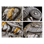 5 oz Samoa 2025 Antique Konkav Konvex - BISON American BISON im Yellowstone Park  - Spirit of America - Silber Antique Finish Deep Relief Gilded - 10 $ - Auflage 200 !