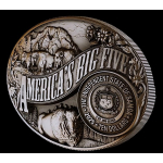 5 oz Samoa 2025 Antique Konkav Konvex - BISON American BISON im Yellowstone Park  - Spirit of America - Silber Antique Finish Deep Relief Gilded - 10 $ - Auflage 200 !