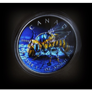 1 oz Maple Leaf 2023  - HONIGBIENE - HONEY BEE - Schimmereffekt - Silber Color  - Auflage100