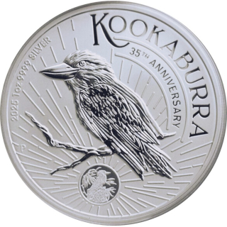 1 oz Australien 2025 - KOOKABURRA Privy Kookaburra - 35 Jahre Kookaburraserie - Perth Mint Kookaburraserie - Silber BU 1 AU$