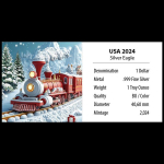 NEU* WEIHNACHTEN* 1 oz USA American Eagle 2024 - WEIHNACHTSEXPRESS mit Geschenken - XMAS Train - Christmas Edition - Weihnachtsedition - silber Color