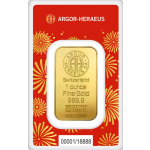 NEU* 1 oz Goldbarren - Schlange - Jahr der Schlange - Year of the Snake (geprägt) 999,99 im Blister - Argor-Heraeus