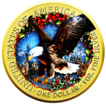NEU* WEIHNACHTEN* 1 oz USA 2024 - LIBERTY & EAGLE besuchen das WEIHNACHTSDORF - Christmas Edition - silber Color Doppelseitiges Colormotiv *