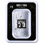 NEU* 1 oz Silber Motivbarren 2024 - GODZILLA - Schwarz-Weiss Colorierung - Black & White Color - Coin Card