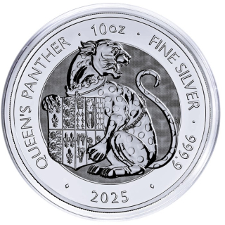 NEU* 10 oz UK 2025 - Königlicher PANTHER - Royal Tudor Beast - Großbritannien Silber BU 25 Pfd.