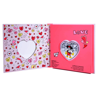 1 oz Niue 2025 Proof Herzform - MICKEY & MINNIE MOUSE - Disney Love - Liebe ist Zeitlos - 2 NZ$