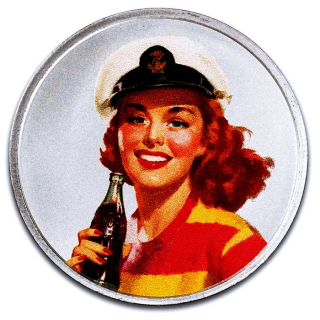 1 oz Silber Round - COCA COLA GIRLS - Rothaarige Schönheit - Bathing Beauties - Coin Card TEP - Exclusivausgabe Coca Cola - Mach mal Pause und Trink Coca Cola