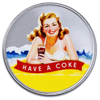 1 oz Silber Round - COCA COLA GIRLS - Blonde Schönheit - Bathing Beauties - Coin Card TEP - Exclusivausgabe Coca Cola - Mach mal Pause und Trink Coca Cola