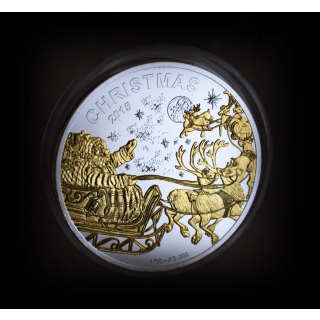 1 oz Mali 2015 Gilded  - SANTA CLAUS & RENTIER - 1,000 Frs - Einzelstück