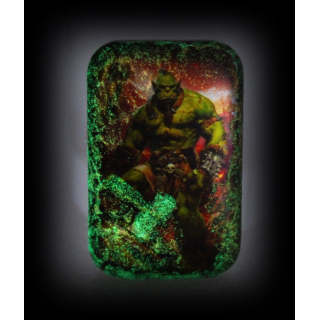 2 oz Silber Gussbarren 2024 - Die LEGENDE des ORKWARRIORS mit dem Amboss - GLOW-in-the-DARK & UV-Effekt Antique Finish Color - Jeder Barren ein Unikat !