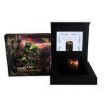 2 oz Silber Gussbarren 2024 - Die LEGENDE des ORKWARRIORS mit dem Amboss - GLOW-in-the-DARK & UV-Effekt Antique Finish Color - Jeder Barren ein Unikat !