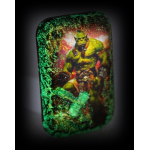 2 oz Silber Gussbarren 2024 - Die LEGENDE des ORKWARRIORS mit dem Amboss - GLOW-in-the-DARK & UV-Effekt Antique Finish Color - Jeder Barren ein Unikat !
