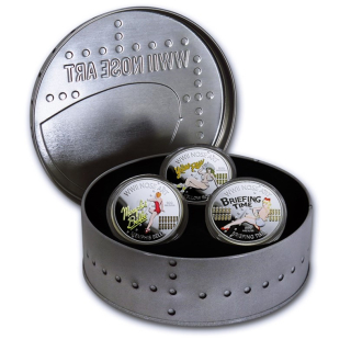 AURINUM*SUMMER*SALE** 3 x 1 oz Niue 2012 Proof - WORLD WAR II NOSE ART - Memphis Belle $ Briefing Time & Yellow Rose - Silber Proof Color - 2 NZ$