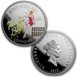 3 x 1 oz Niue 2012 Proof - WORLD WAR II NOSE ART - Memphis Belle $ Briefing Time & Yellow Rose - Silber Proof Color - 2 NZ$