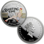 3 x 1 oz Niue 2012 Proof - WORLD WAR II NOSE ART - Memphis Belle $ Briefing Time & Yellow Rose - Silber Proof Color - 2 NZ$