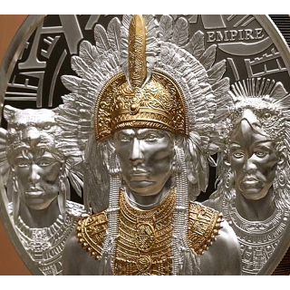 3 oz Cook Islands 2025 Gilded Proof - Das AZTEKEN-IMPERIUM - AZTEC EMPIRE - Silber 20 $