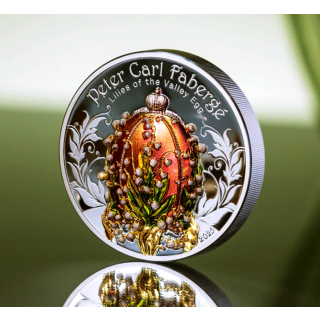 2 oz Mongolei 2025 Proof - FABERGE LILIES OF THE VALLEY EGG - Peter Carl Faberge - Die Romanows -  1000 Togrog