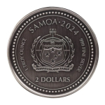 NEU* 1 oz Samoa 2024 Antique - SEEPFERDCHEN - Silber Antique Finish - 2 NZ$ - Serie Seepferdchen